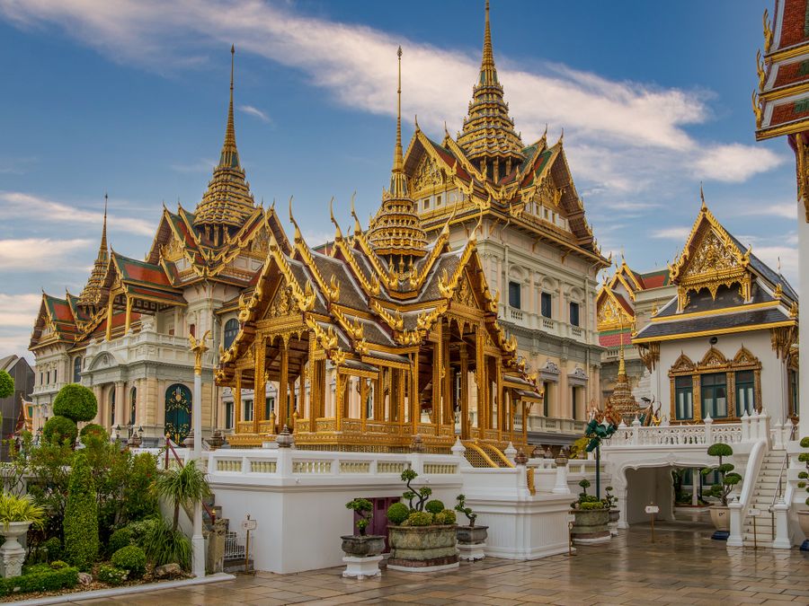 El sal&oacute;n del trono Chakri Maha Prasat, en el Gran Palacio de Bangkok